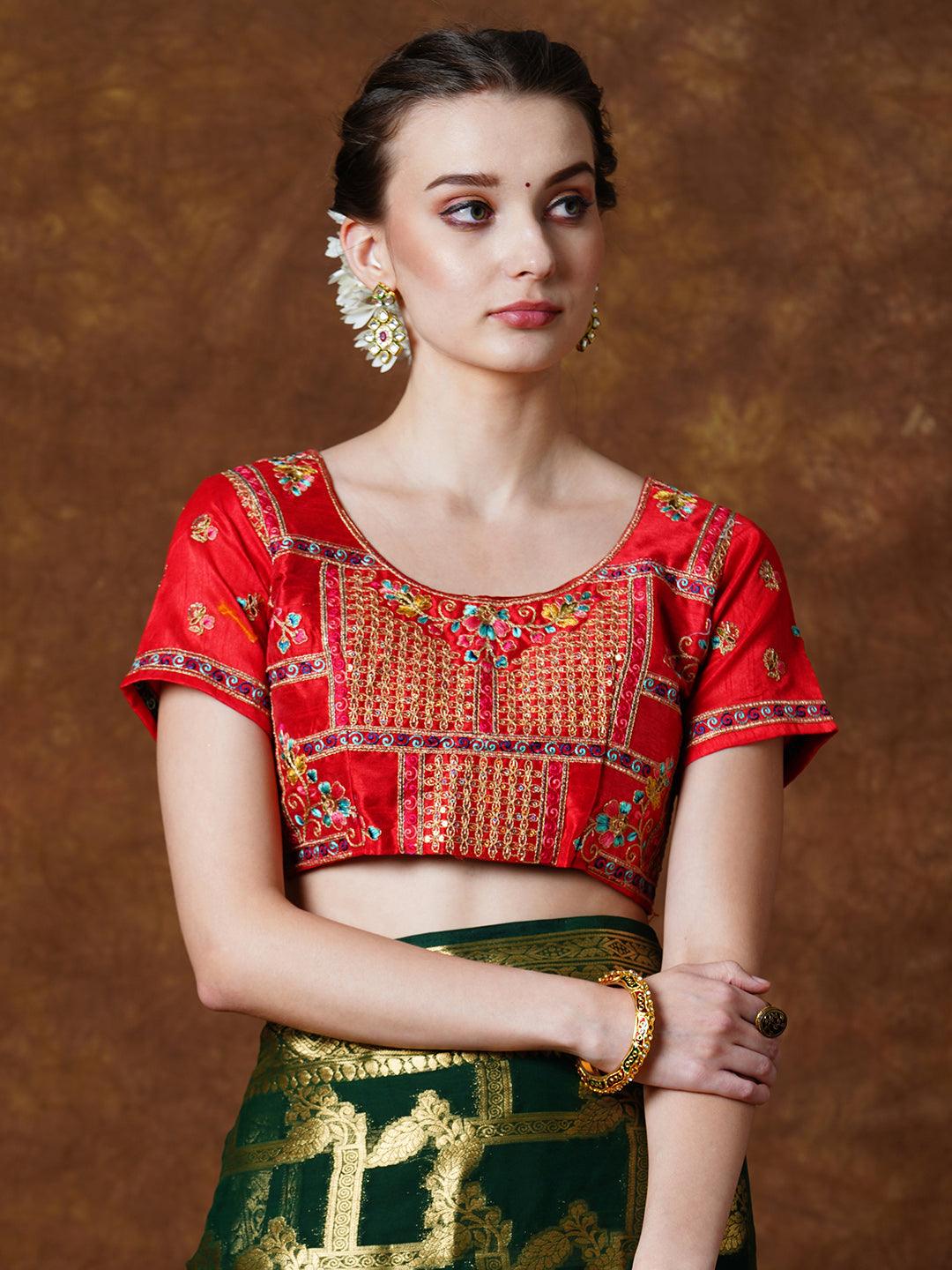 VIRGO Saree For Women Georgette Fabric Saree With Embroidery - Apple Lifestyle