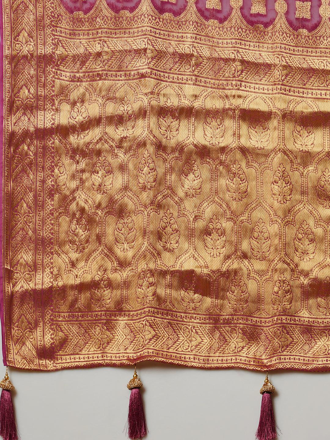 VIRGO Women's Trendy Lastest Soft Georgette Striped Pattern Embroidery Work - Apple Lifestyle