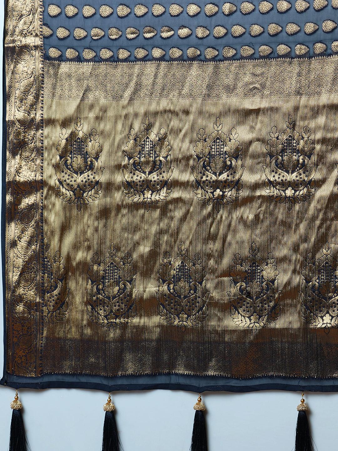 VIRGO Women's Georgette Bollywood Style Embroidery Saree - Apple Lifestyle