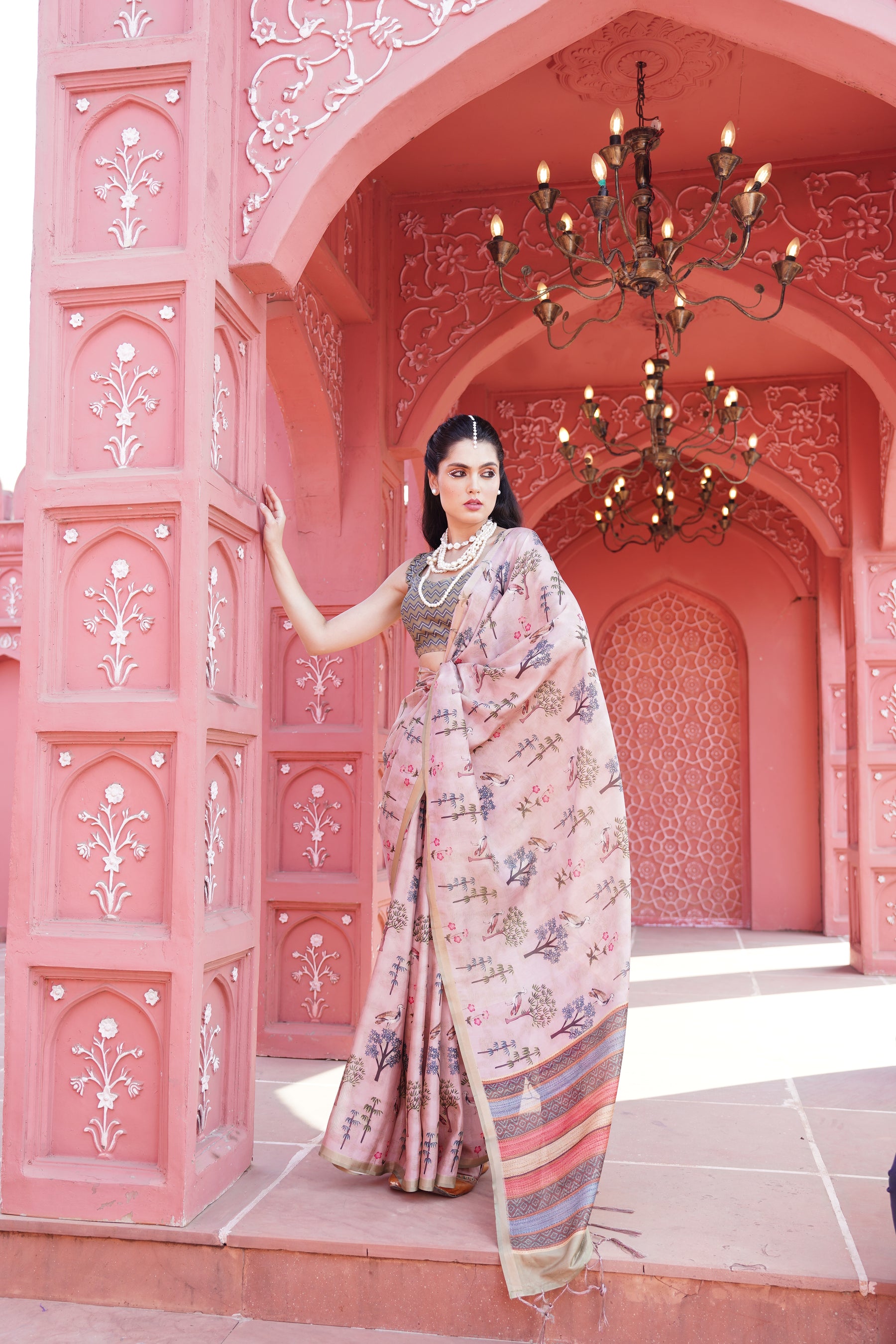 Gruham Women's Traditional Pure Banarasi Silk Blend Floral and Paisley Zari Woven Butta Saree