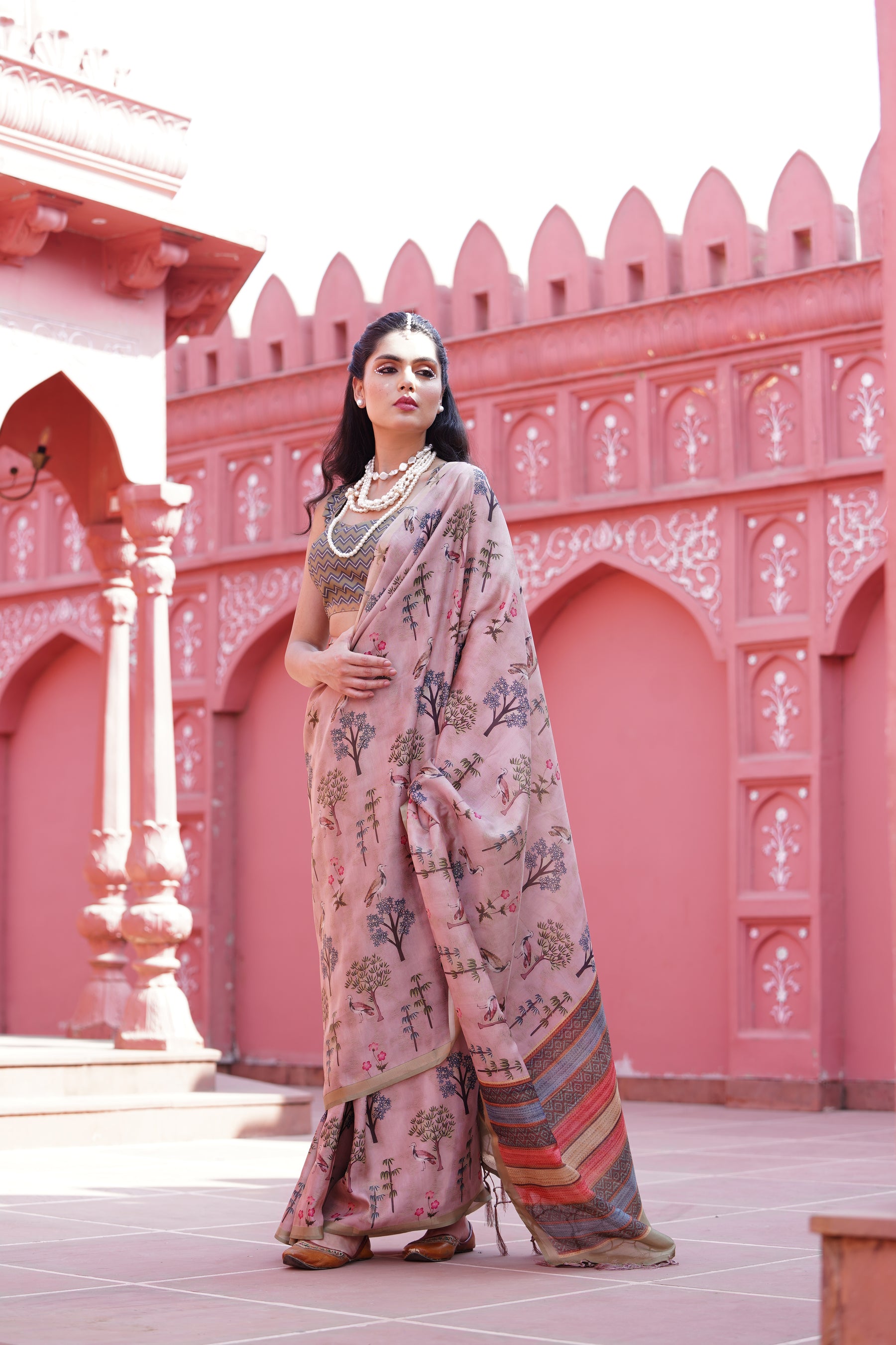 Gruham Women's Traditional Pure Banarasi Silk Blend Floral and Paisley Zari Woven Butta Saree