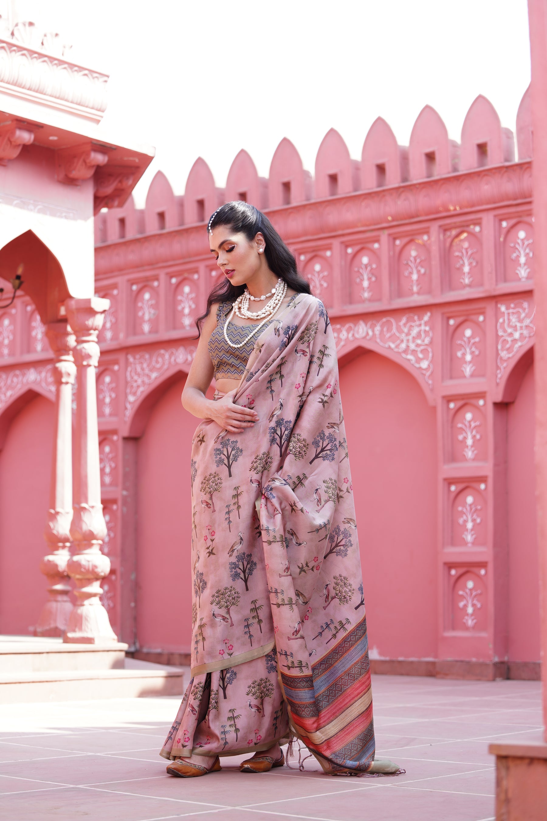 Gruham Women's Traditional Pure Banarasi Silk Blend Floral and Paisley Zari Woven Butta Saree