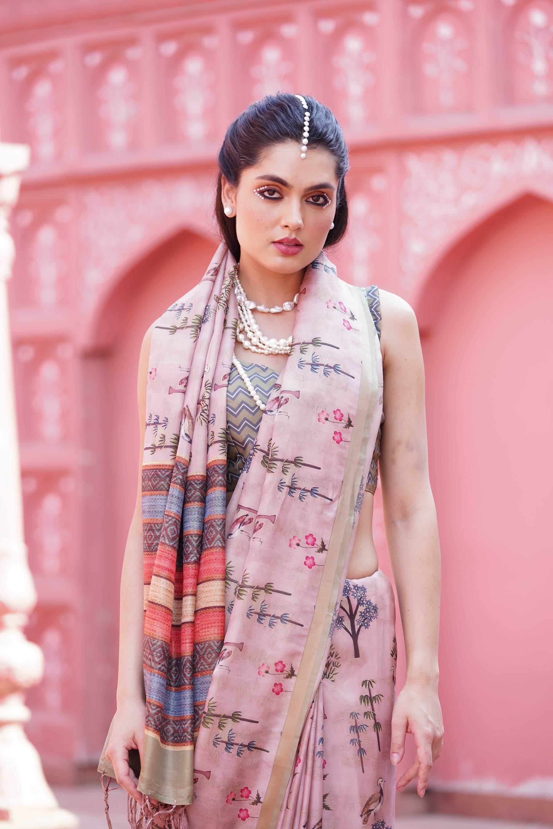 Gruham Women's Traditional Pure Banarasi Silk Blend Floral and Paisley Zari Woven Butta Saree