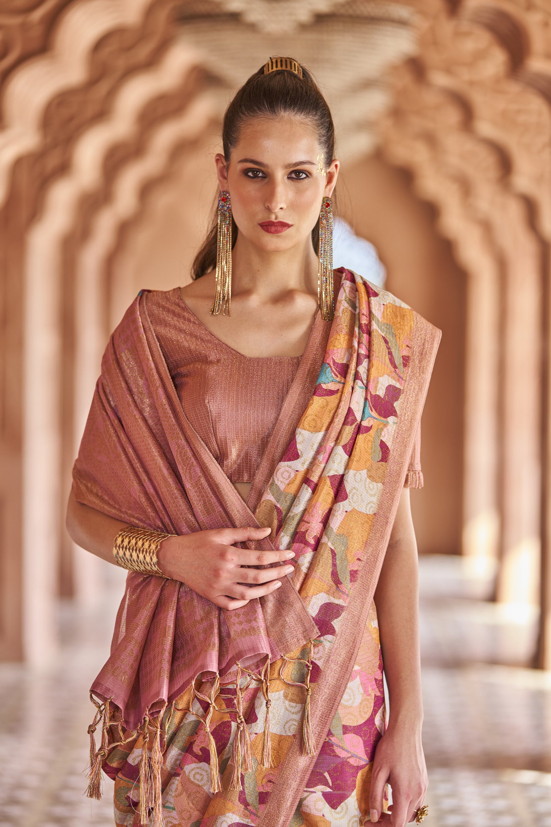 NITARA Women's Tradition jari cotton rich pallu saree