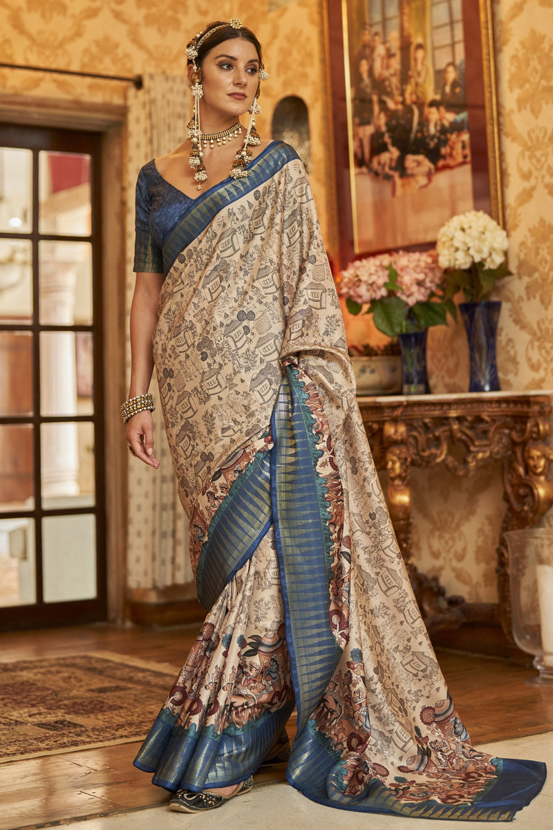 MORPANKH kalamkari print manipuri temple patta saree