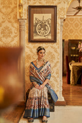 MORPANKH kalamkari print manipuri temple patta saree