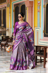 RAJGHARANA Women' Traditional Handloom Silk Digital Floral Printed saree