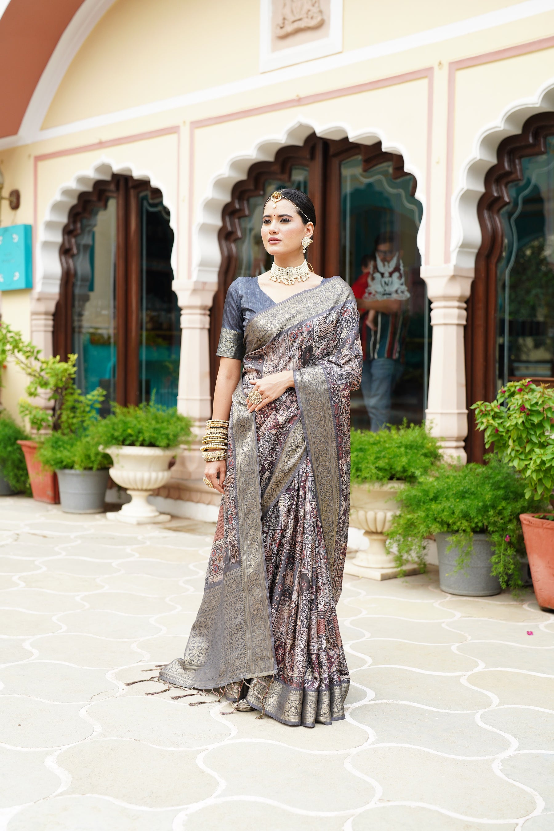 PRATIKSHA Women's Traditional Multicolor woven Kalamkari Printed kotha Zari rich pallu Saree