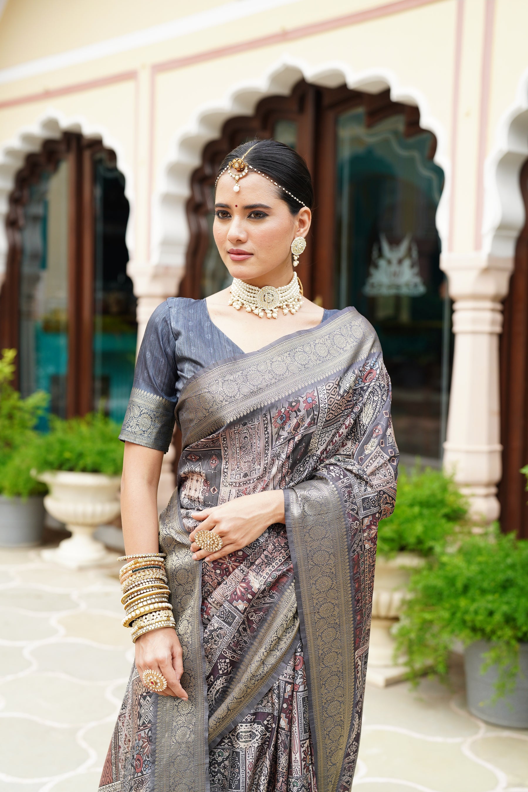 PRATIKSHA Women's Traditional Multicolor woven Kalamkari Printed kotha Zari rich pallu Saree