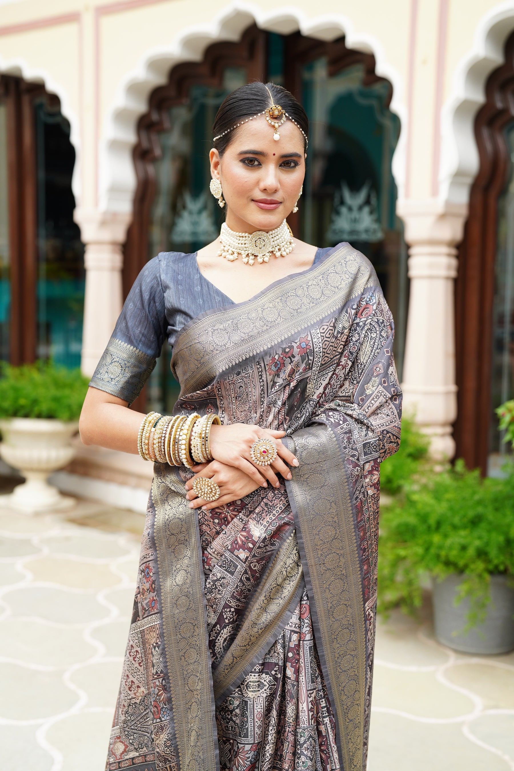 PRATIKSHA Women's Traditional Multicolor woven Kalamkari Printed kotha Zari rich pallu Saree