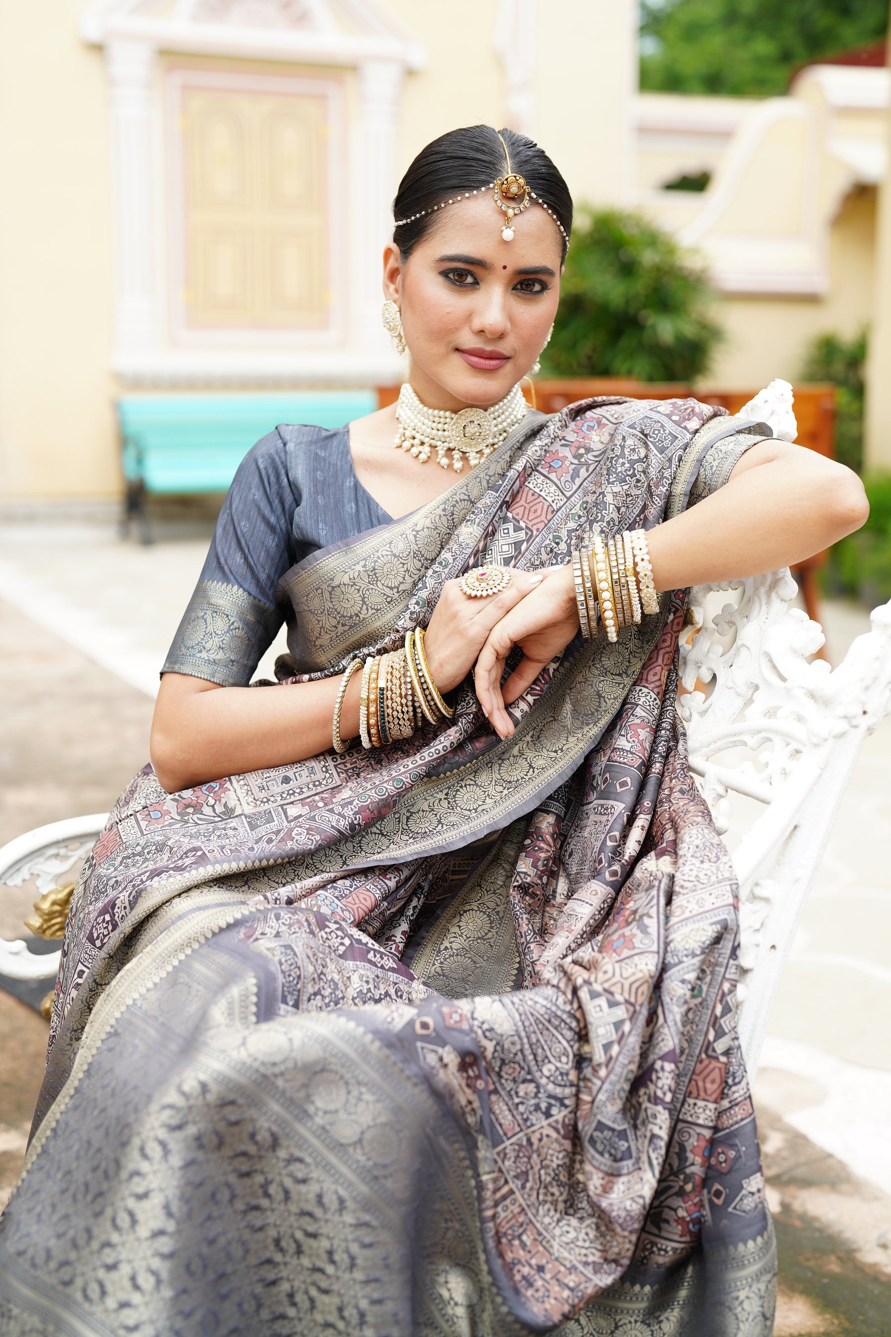 PRATIKSHA Women's Traditional Multicolor woven Kalamkari Printed kotha Zari rich pallu Saree