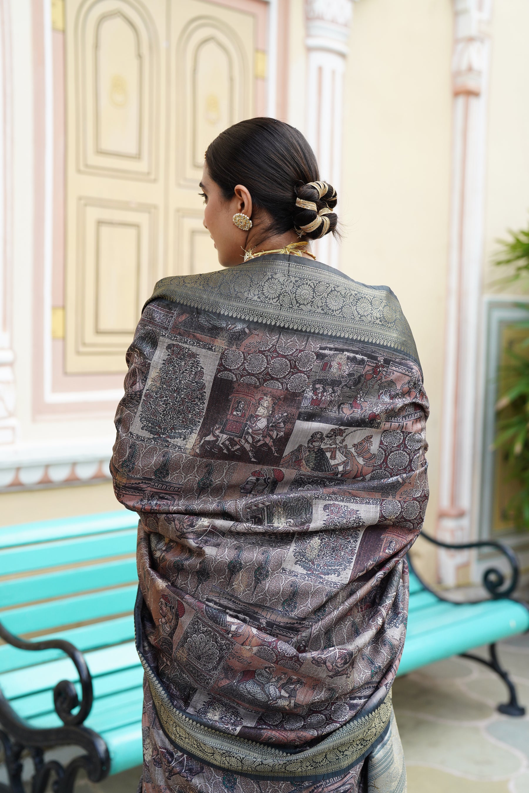 PRATIKSHA Women's Traditional Stylish Kalamkari Kotha zari rich pallu digital Printed Saree