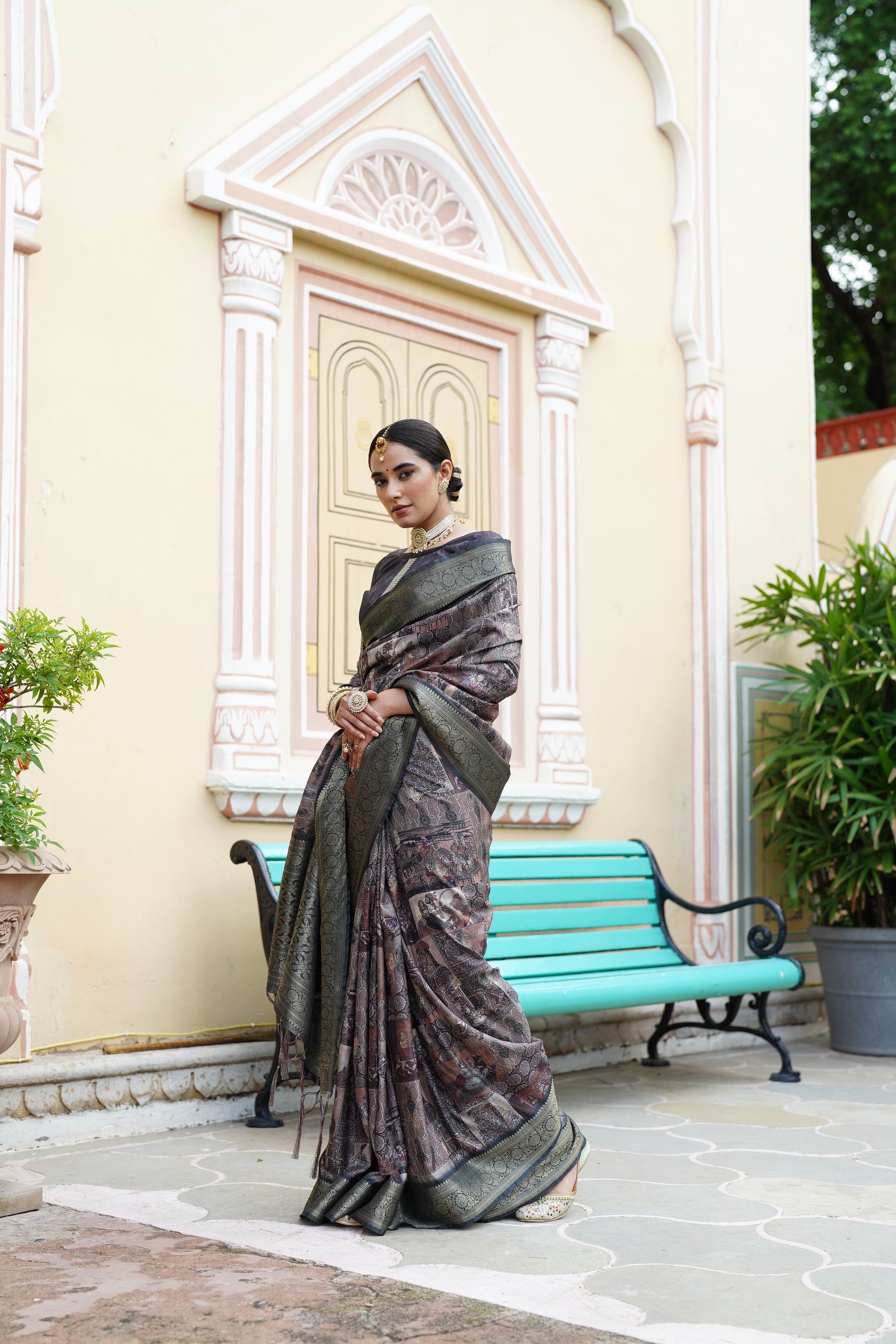 PRATIKSHA Women's Traditional Stylish Kalamkari Kotha zari rich pallu digital Printed Saree