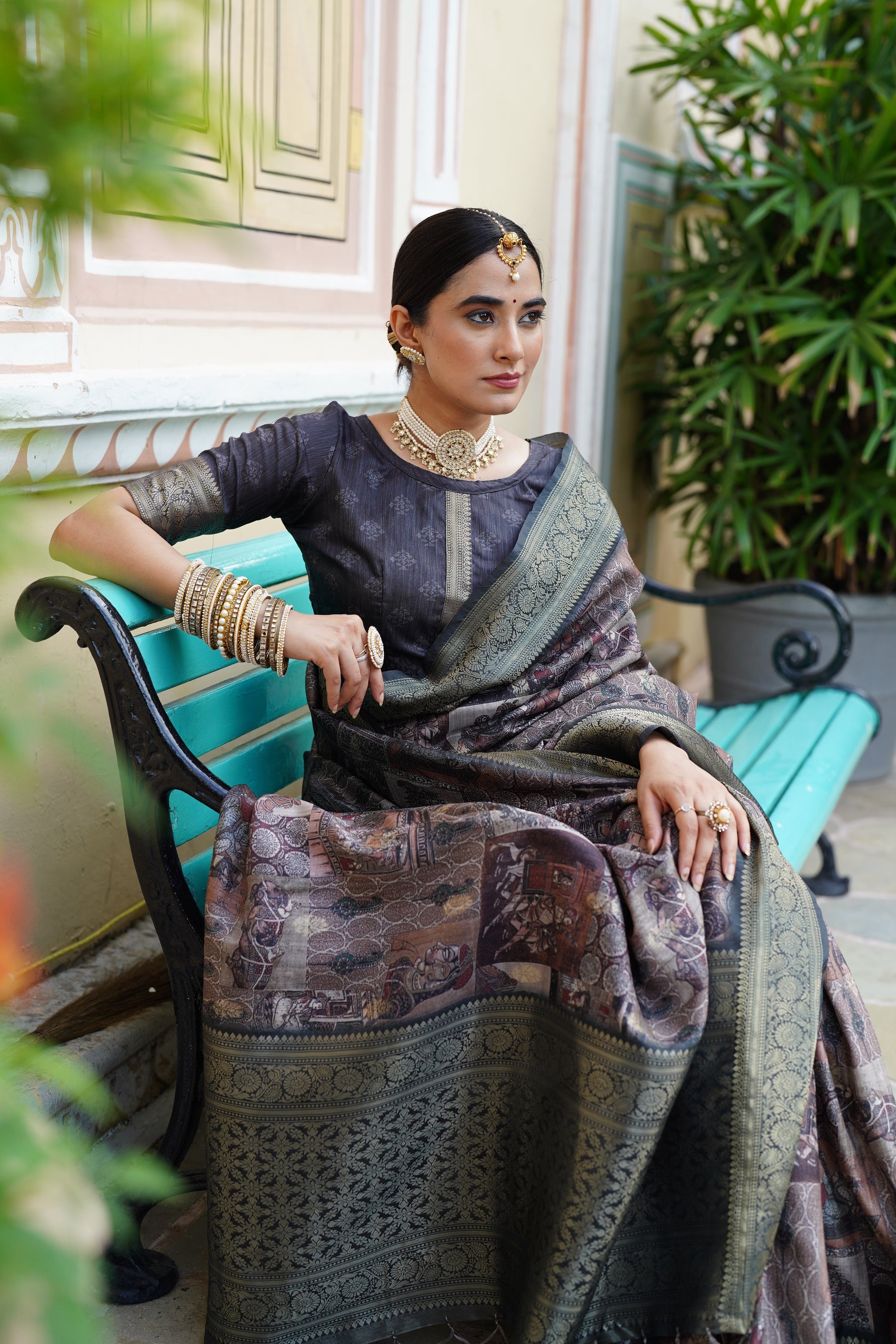 PRATIKSHA Women's Traditional Stylish Kalamkari Kotha zari rich pallu digital Printed Saree