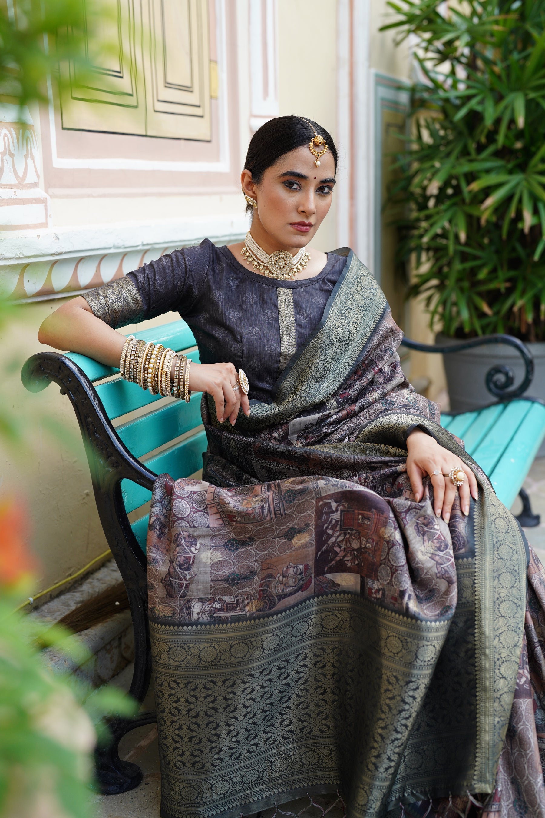 PRATIKSHA Women's Traditional Stylish Kalamkari Kotha zari rich pallu digital Printed Saree