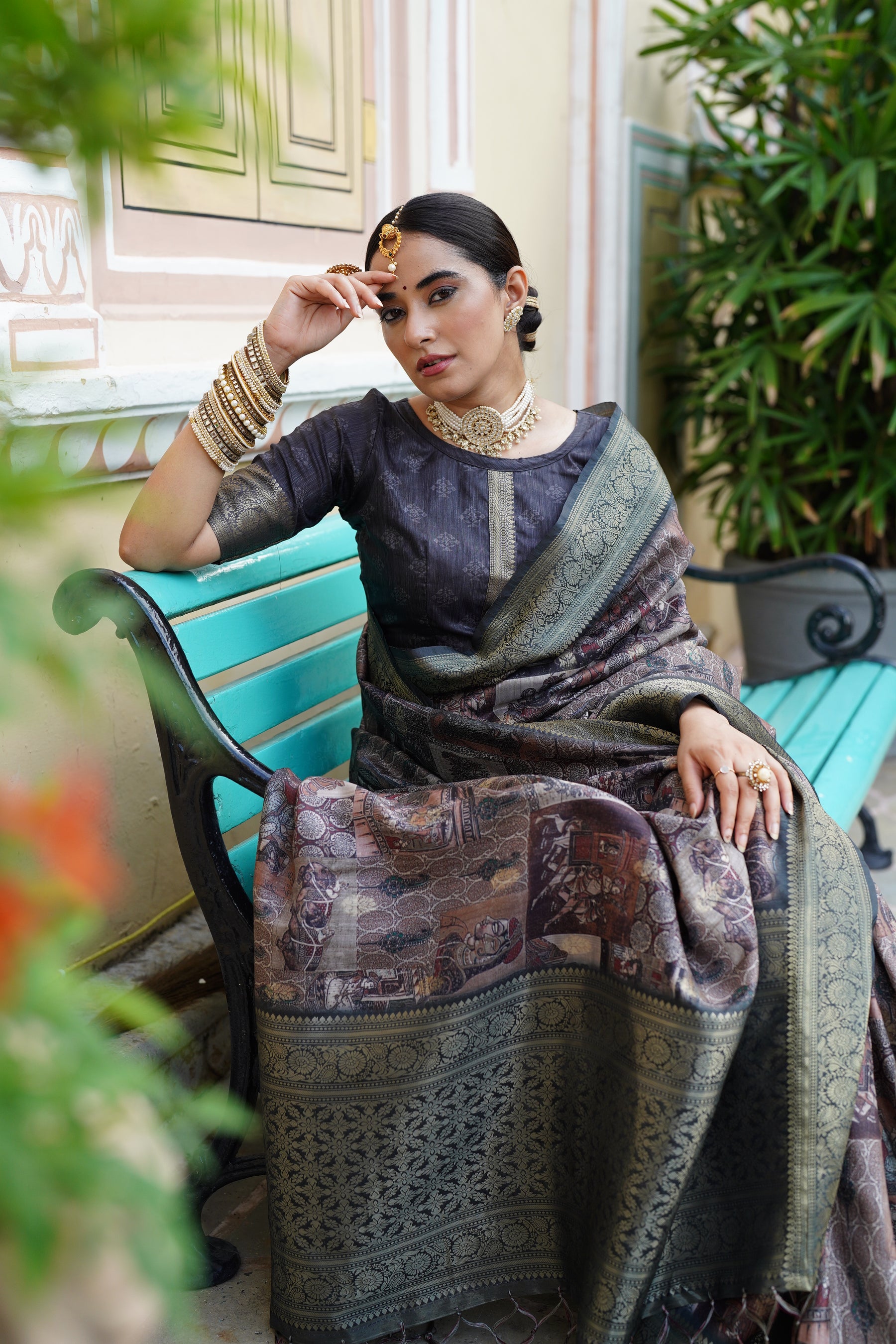 PRATIKSHA Women's Traditional Stylish Kalamkari Kotha zari rich pallu digital Printed Saree