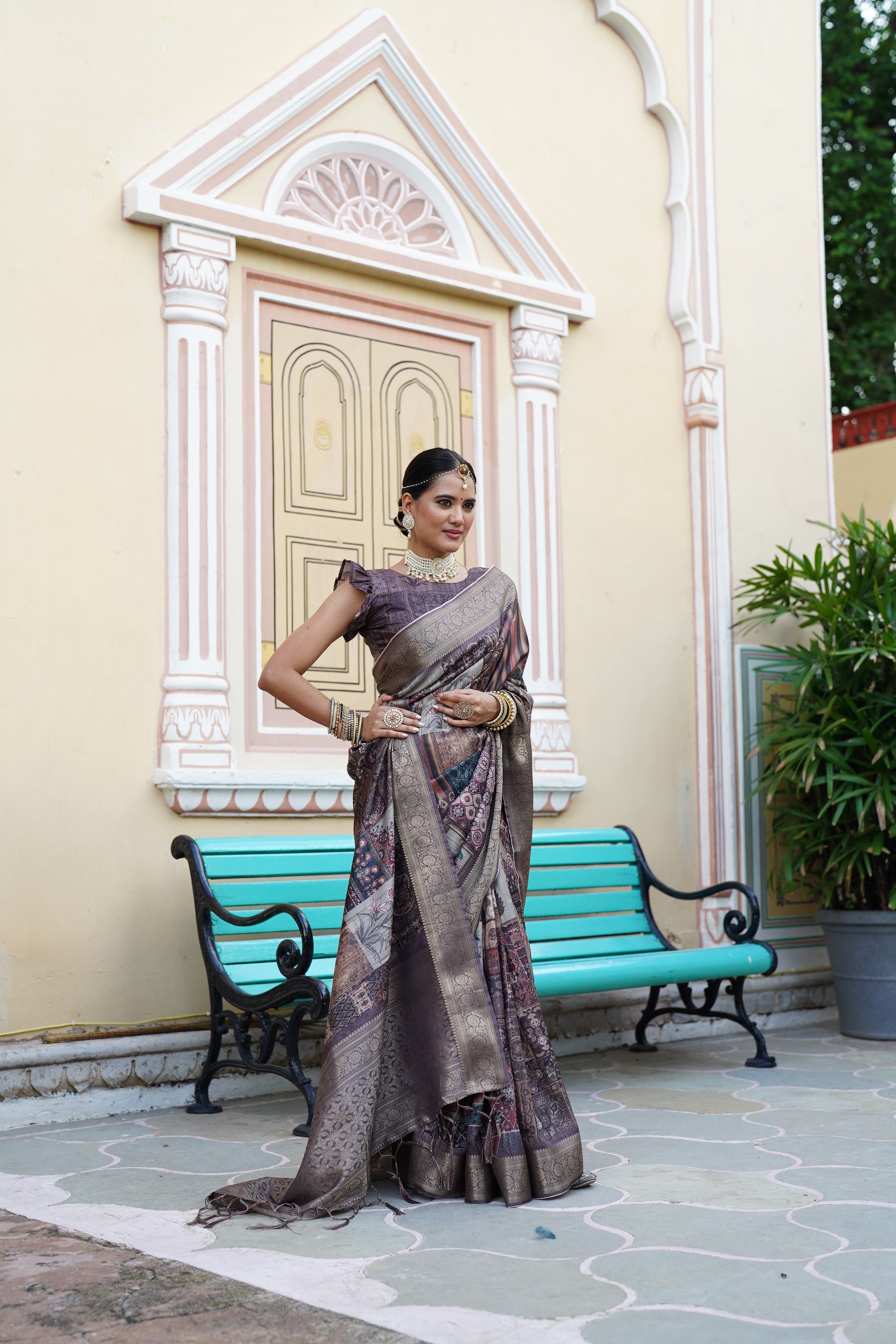 PRATIKSHA Women's Traditional Look Kalamkari Kotha zari rich pallu weaven digital printed saree