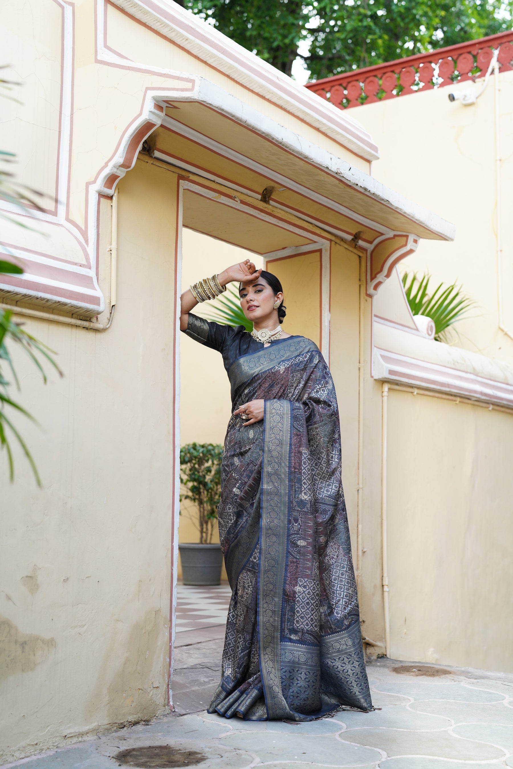 Pratiksha Women's Traditional Look Kalamkari Kotha zari rich pallu weaven digital printed saree