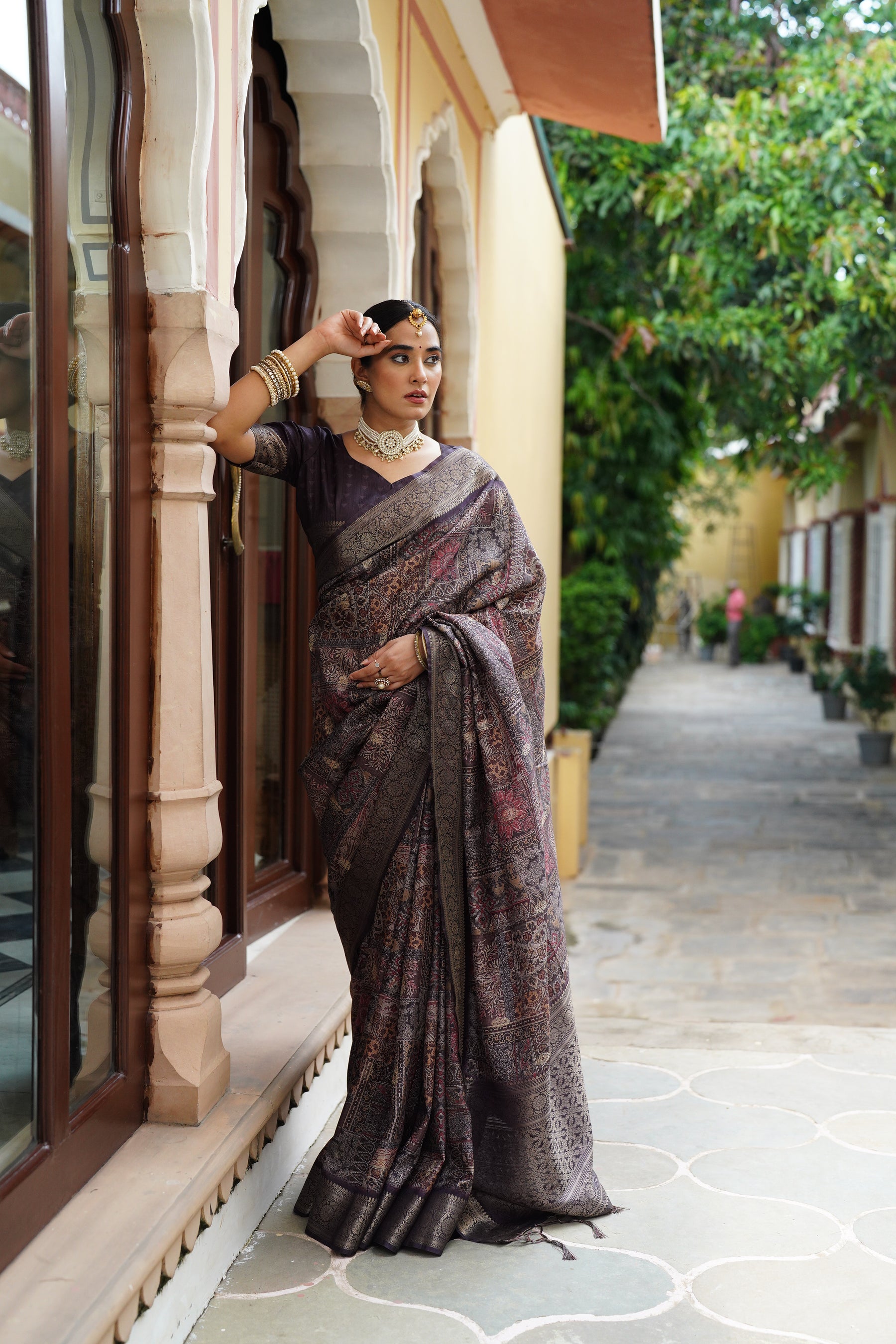 PRATIKSHA Women's Traditional Stylish Kalamkari Kotha zari rich pallu digital Printed Saree