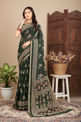 Soft Liva Batiq Print Saree with Traditional Lagdi Patta