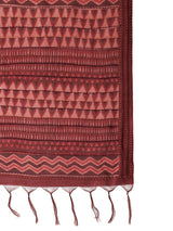 TARANG-Rustic Maroon Tribal Print Designer Saree with Ethnic Woven Pallu