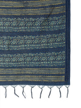TARANG-Royal Navy Blue Ethnic Printed Saree with Paisley Designer Pallu