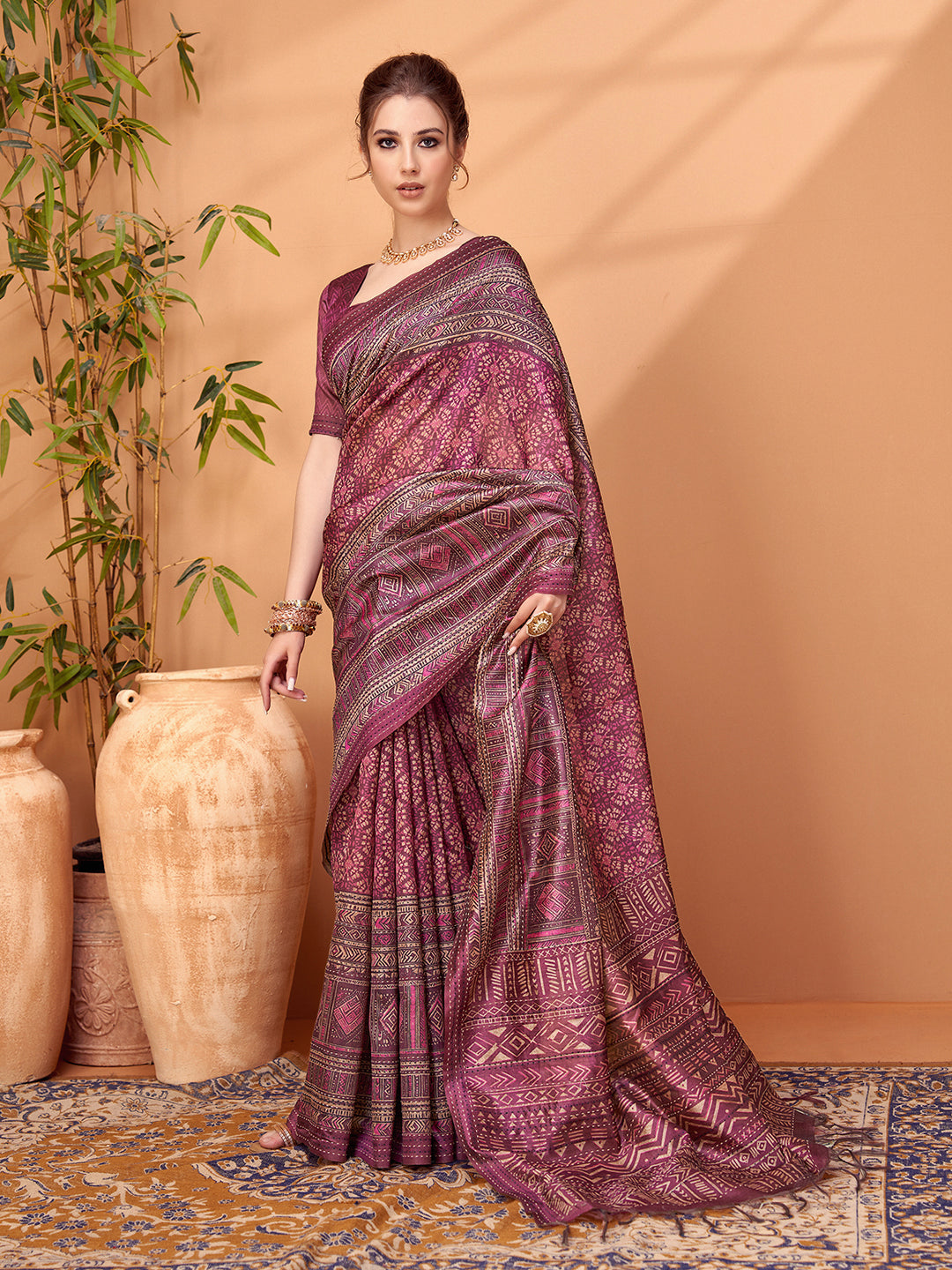 TARANG-Traditional geometric motifs spread beautifully across the drape