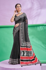 Trishya Black & Red Designer Saree-Black Beauty Traditional Saree