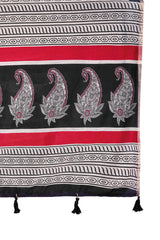 TRISHYA Crimson Elegance Designer Printed Saree with Black Artistic Border