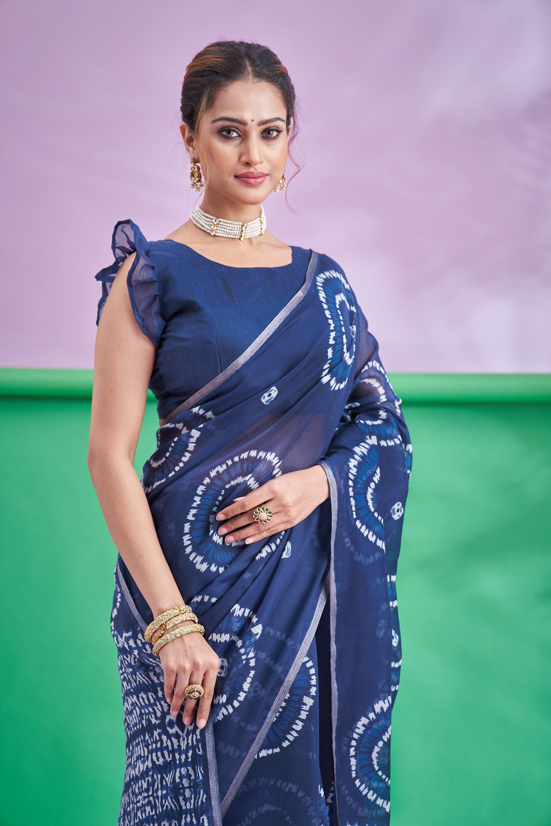TRISHYA Midnight Indigo Shibori Grace Saree
