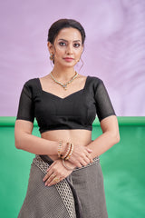 TRISHYA Midnight Ivory Heritage Saree