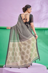 TRISHYA Midnight Ivory Heritage Saree
