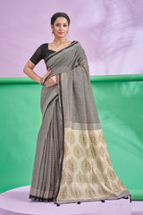TRISHYA Midnight Ivory Heritage Saree