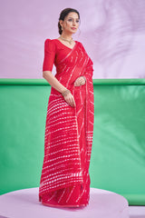 TRISHYA Radiant Ruby Shibori Elegance Saree