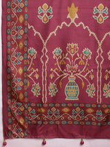 GULABI NAGRI-Elegant teal blue saree with rich maroon woven border