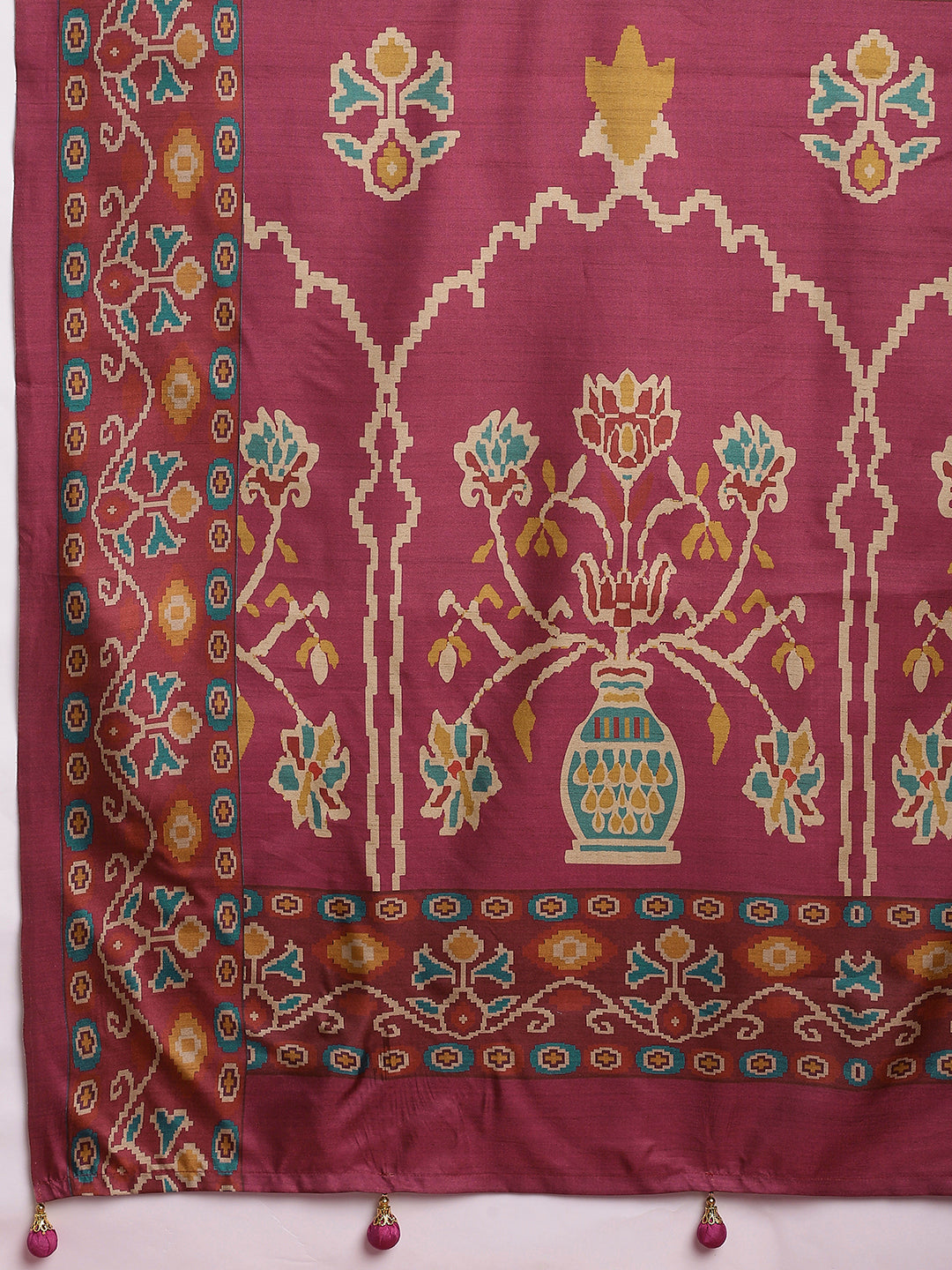 GULABI NAGRI-Elegant teal blue saree with rich maroon woven border