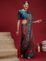 GULABI NAGRI-Royal Tribal Weave Pink & Teal Saree