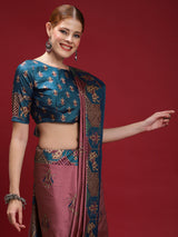 GULABI NAGRI-Royal Tribal Weave Pink & Teal Saree