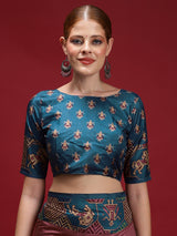 GULABI NAGRI-Royal Tribal Weave Pink & Teal Saree