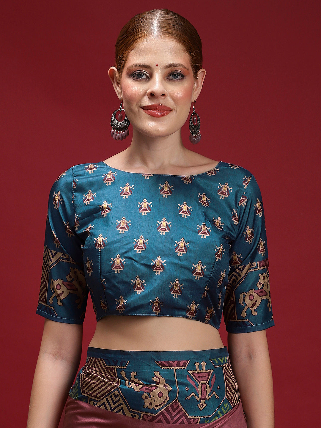 GULABI NAGRI-Royal Tribal Weave Pink & Teal Saree