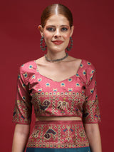GULABI NAGRI-Royal Teal & Pink Patola Inspired Saree