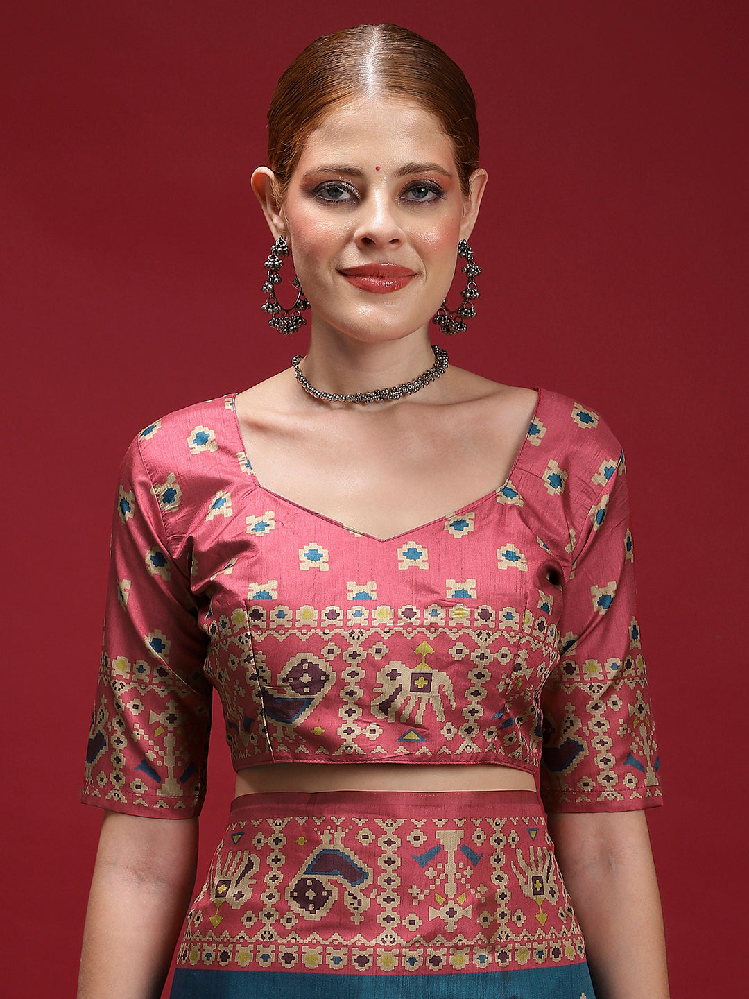GULABI NAGRI-Royal Teal & Pink Patola Inspired Saree