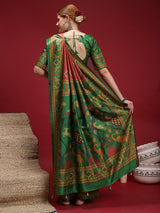 GULABI NAGRI-Elegant peach and green color combination with traditional woven design