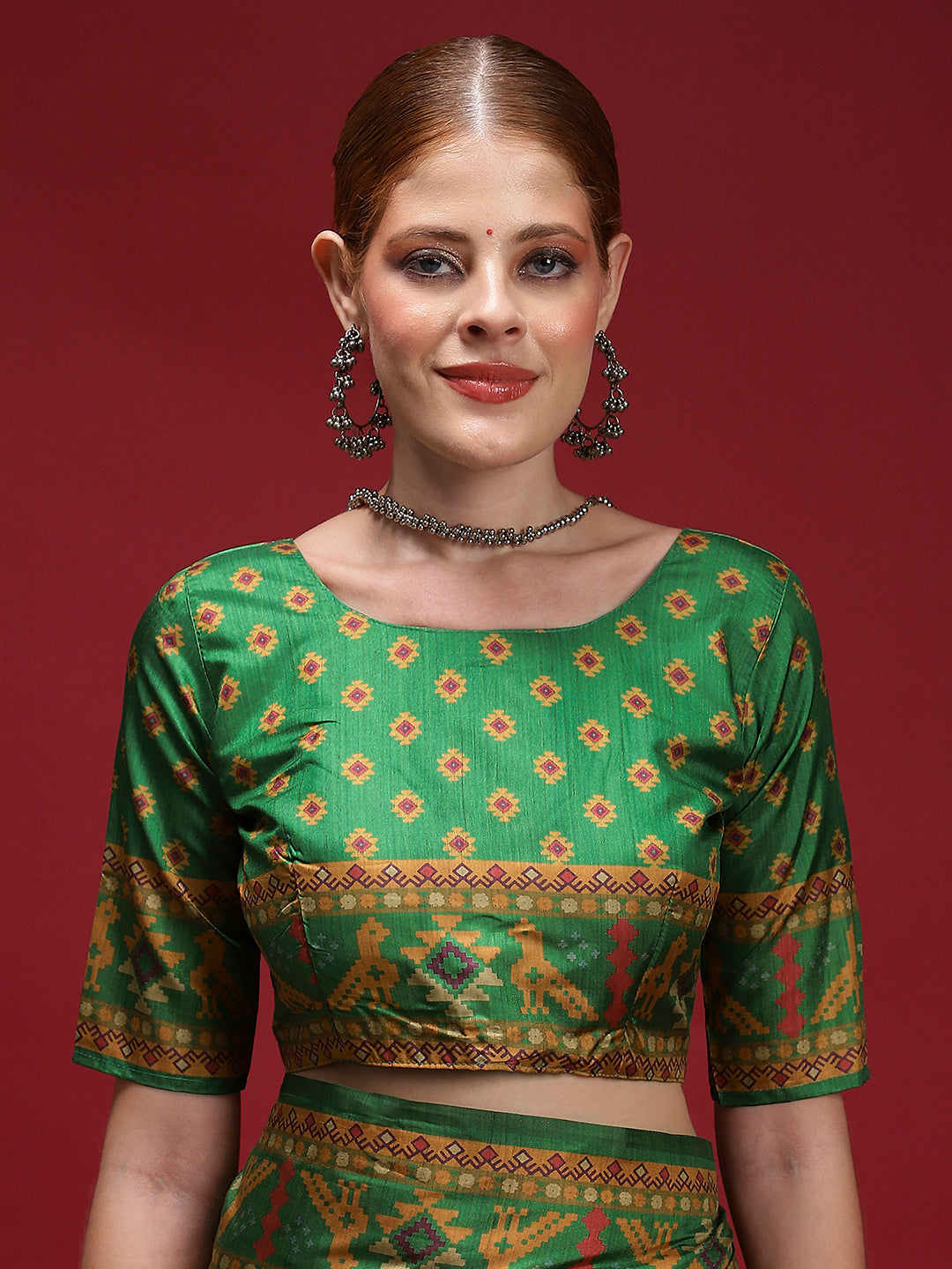 GULABI NAGRI-Elegant peach and green color combination with traditional woven design
