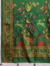 GULABI NAGRI-Elegant peach and green color combination with traditional woven design