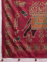 GULABI NAGRI-Royal Mustard & Magenta Tribal Weave Saree