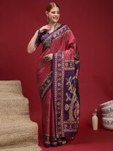 GULABI NAGRI-Rose Pink & Royal Purple Designer Heritage Saree