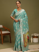VANAYA Aqua Whisper Floral Heritage Saree