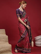 GULABI NAGRI-Rose Pink & Royal Purple Designer Heritage Saree