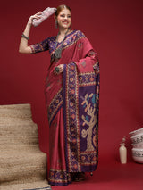 GULABI NAGRI-Rose Pink & Royal Purple Designer Heritage Saree